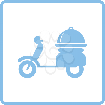 Delivering motorcycle icon. Blue frame design. Vector illustration.