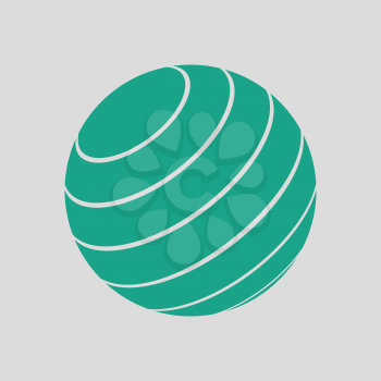Fitness rubber ball icon. Gray background with green. Vector illustration.