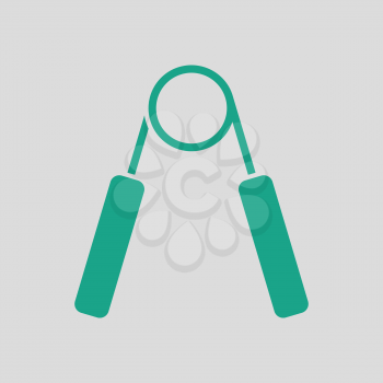 Hands expander icon. Gray background with green. Vector illustration.