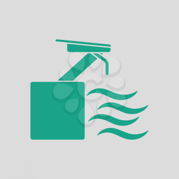 Diving stand icon. Gray background with green. Vector illustration.