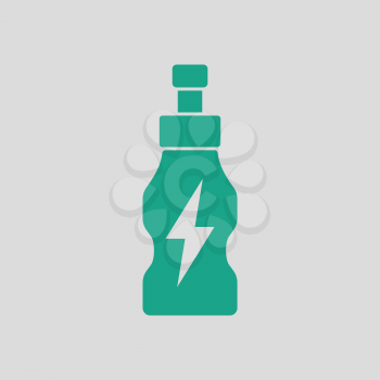 Energy drinks bottle icon. Gray background with green. Vector illustration.