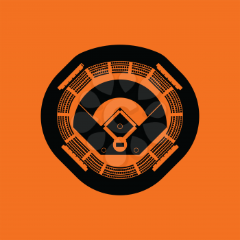 Baseball stadium icon. Orange background with black. Vector illustration.