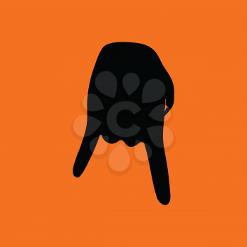Baseball catcher gesture icon. Orange background with black. Vector illustration.