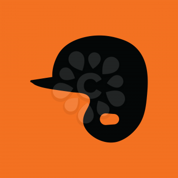 Baseball helmet icon. Orange background with black. Vector illustration.