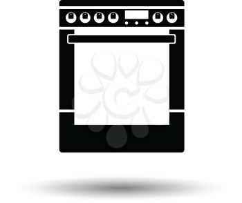 Kitchen main stove unit icon. White background with shadow design. Vector illustration.