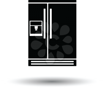 Wide refrigerator icon. White background with shadow design. Vector illustration.