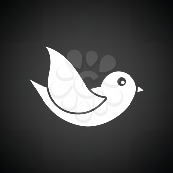 Bird icon. Black background with white. Vector illustration.