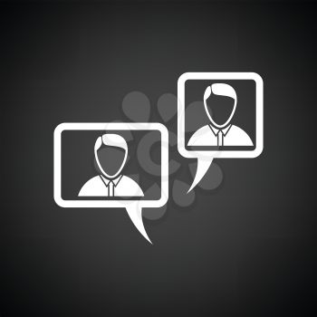 Chat icon. Black background with white. Vector illustration.