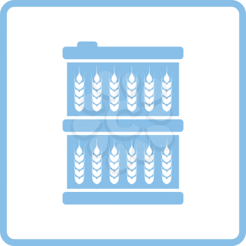 Barrel wheat symbols icon. Blue frame design. Vector illustration.