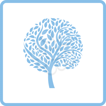 Ecological tree leaves icon. Blue frame design. Vector illustration.