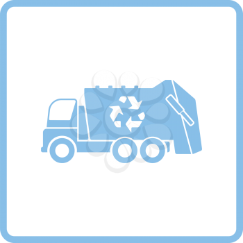 Garbage car recycle icon. Blue frame design. Vector illustration.