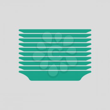 Plate stack icon. Gray background with green. Vector illustration.