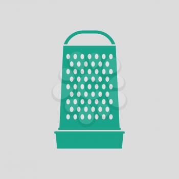 Kitchen grater icon. Gray background with green. Vector illustration.