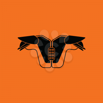 American football chest protection icon. Orange background with black. Vector illustration.