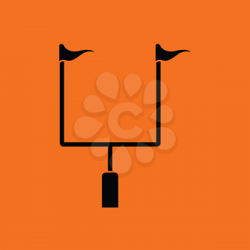 American football goal post icon. Orange background with black. Vector illustration.