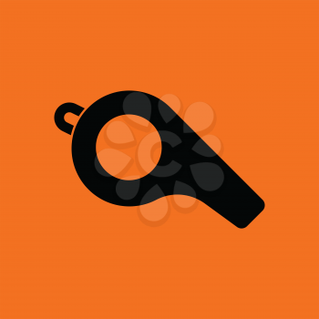 American football whistle icon. Orange background with black. Vector illustration.