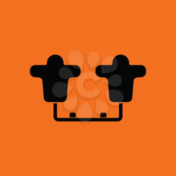 American football  tackling sled icon. Orange background with black. Vector illustration.
