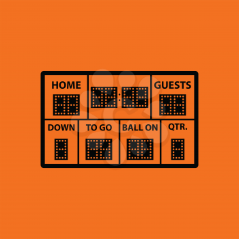 American football scoreboard icon. Orange background with black. Vector illustration.