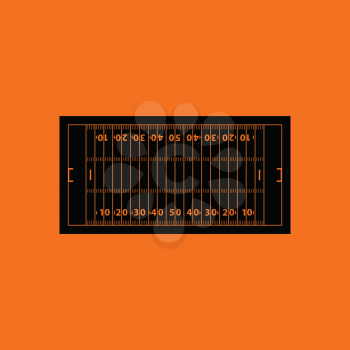 American football field mark icon. Orange background with black. Vector illustration.