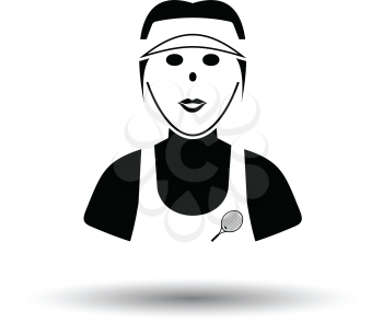 Tennis woman athlete head icon. White background with shadow design. Vector illustration.