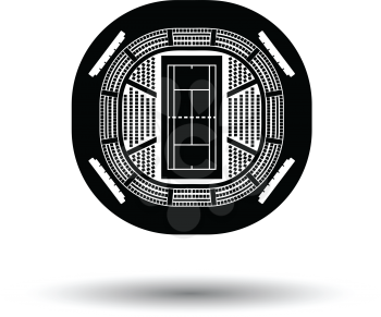 Tennis stadium aerial view icon. White background with shadow design. Vector illustration.
