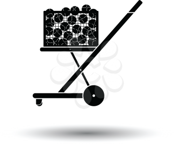 Tennis cart ball icon. White background with shadow design. Vector illustration.