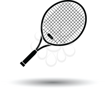Tennis racket icon. White background with shadow design. Vector illustration.