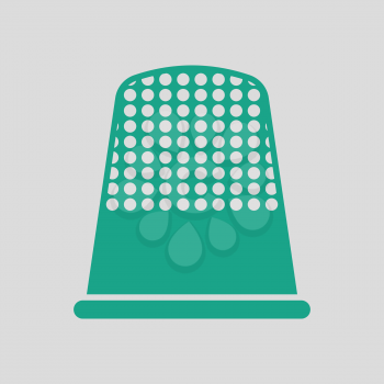 Tailor thimble icon. Gray background with green. Vector illustration.