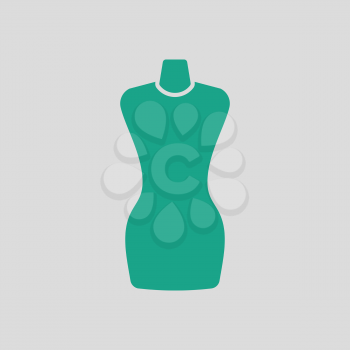Tailor mannequin icon. Gray background with green. Vector illustration.