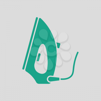 Steam iron icon. Gray background with green. Vector illustration.
