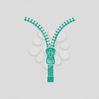Sewing zip line icon. Gray background with green. Vector illustration.