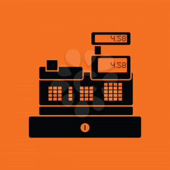Cashier icon. Orange background with black. Vector illustration.