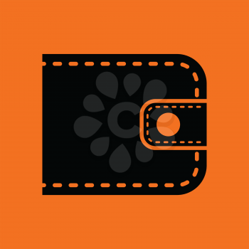 Wallet icon. Orange background with black. Vector illustration.