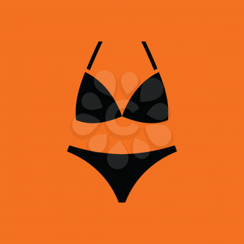 Bikini icon. Orange background with black. Vector illustration.