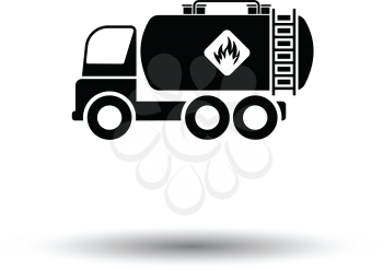 Fuel tank truck icon. White background with shadow design. Vector illustration.