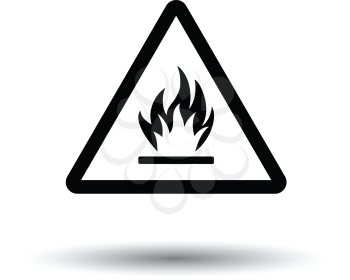 Flammable icon. White background with shadow design. Vector illustration.