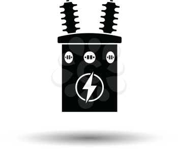 Electric transformer icon. White background with shadow design. Vector illustration.