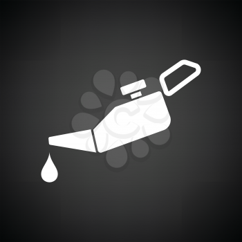 Oil canister icon. Black background with white. Vector illustration.
