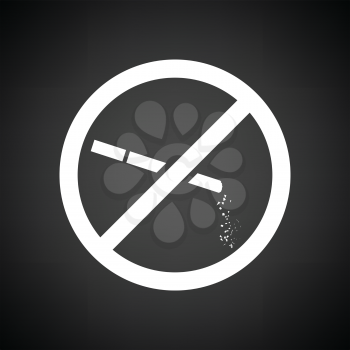 No smoking icon. Black background with white. Vector illustration.