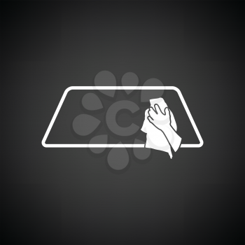Wipe car window icon. Black background with white. Vector illustration.