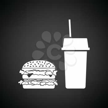 Fast food icon. Black background with white. Vector illustration.