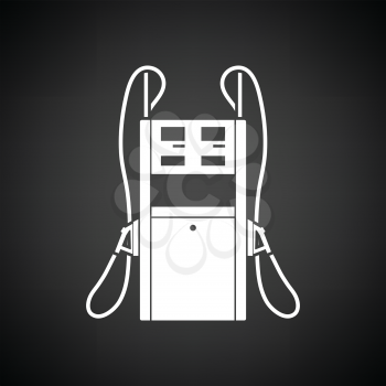 Fuel station icon. Black background with white. Vector illustration.