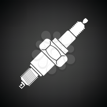 Spark plug icon. Black background with white. Vector illustration.