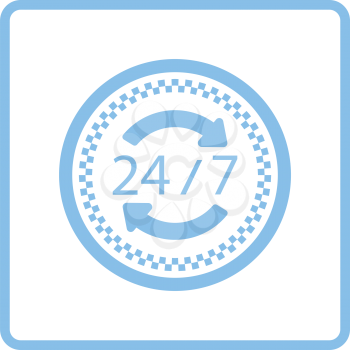 24 hour taxi service icon. Blue frame design. Vector illustration.
