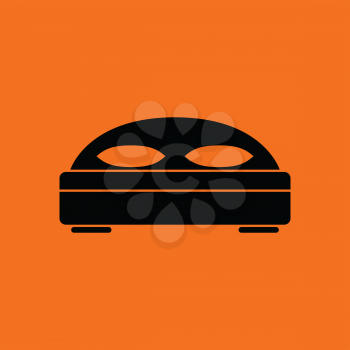 Hotel bed icon. Orange background with black. Vector illustration.