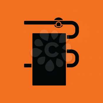 Heated towel rail icon. Orange background with black. Vector illustration.