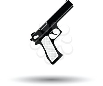 Gun icon. White background with shadow design. Vector illustration.