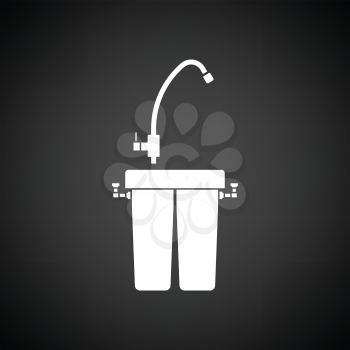 Water filter icon. Black background with white. Vector illustration.