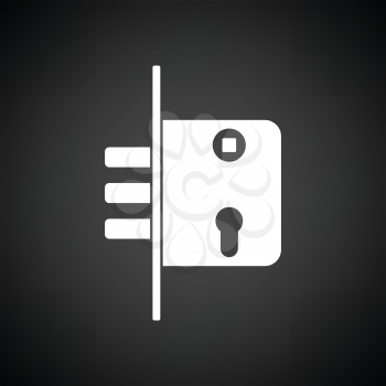 Door lock icon. Black background with white. Vector illustration.