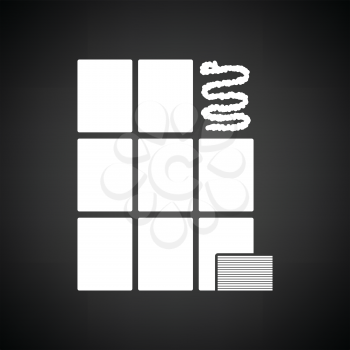Wall tiles icon. Black background with white. Vector illustration.